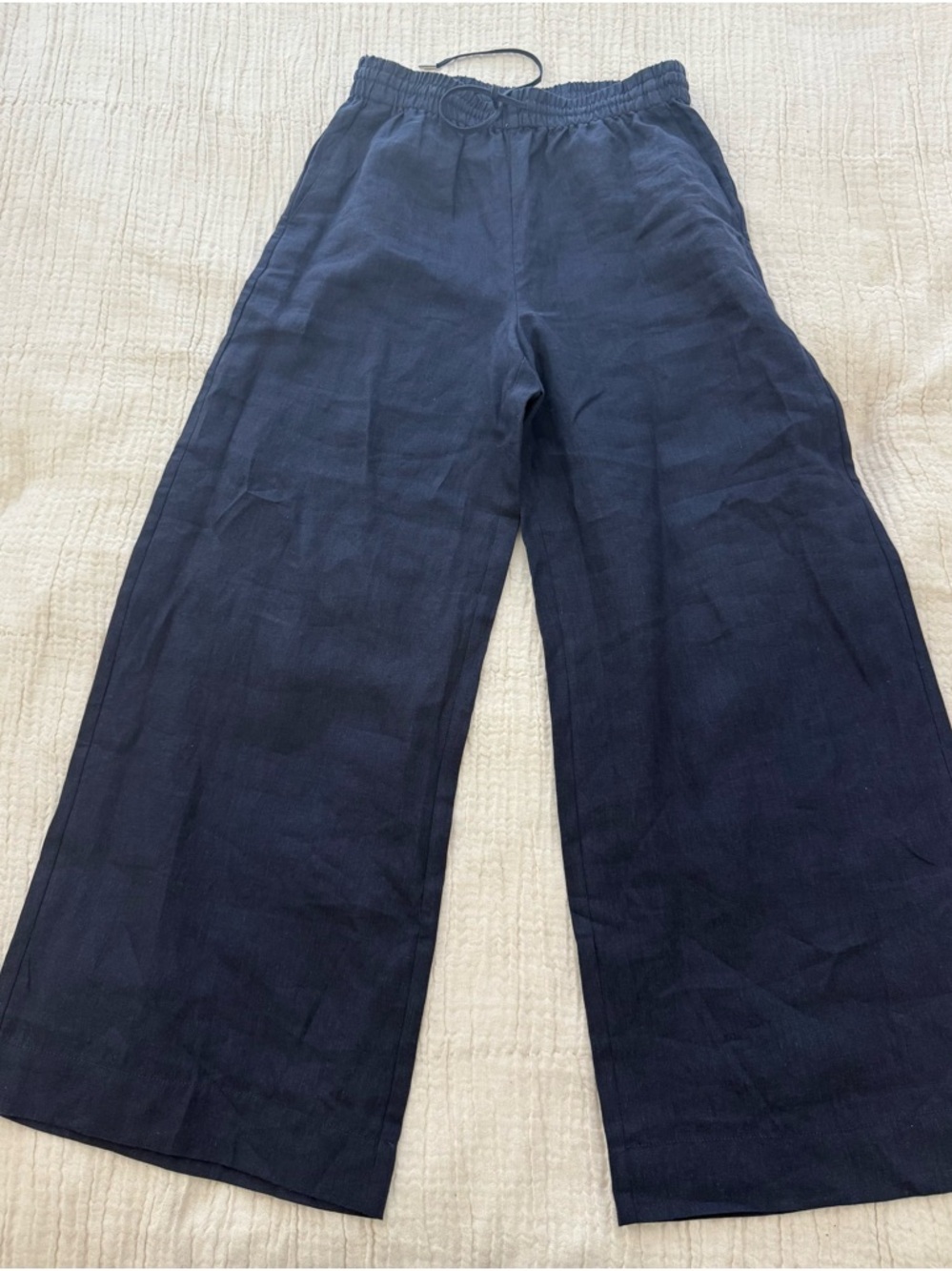 Wide Leg Navy Linen Pants